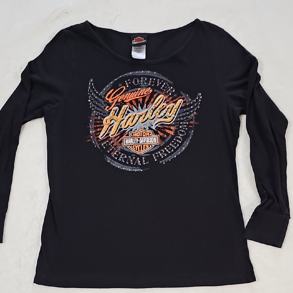 Harley-Davidson Women's Black Graphic Long Sleeve Tee